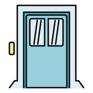 Elevator door with button icon illustration Illustrazione stock