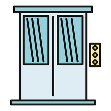 Elevator door with control panel vector icon 스톡 일러스트