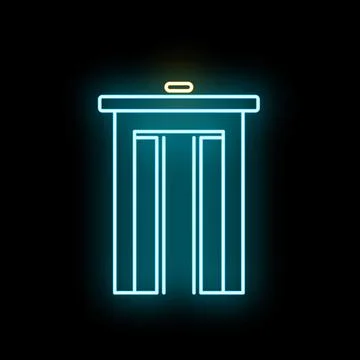 Elevator door icon glowing with floor indicator zero Stock Illustration