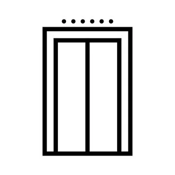 Elevator door icon with indicator lights as a simple black line graphic Ilustração Stock