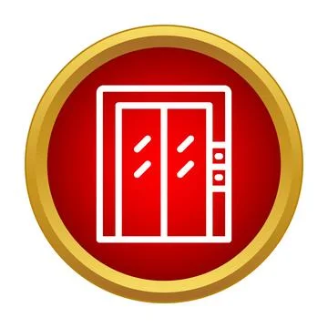 Elevator door icon on a red background Stock Illustration
