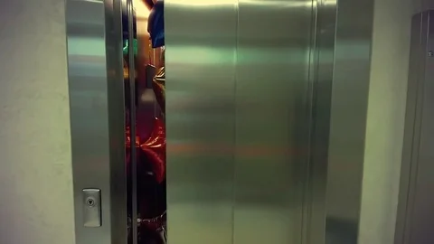 Elevator door opened, the elevator is filled with balloons Stock Footage 70953375
