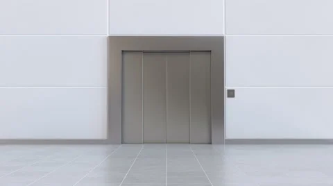 Elevator door opens, then camera flies into it. Video stock 59140801