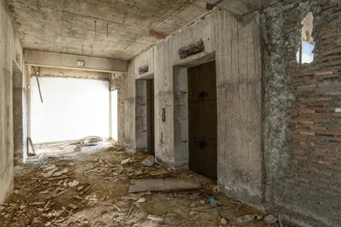 Elevator door under construction. Stock Photos