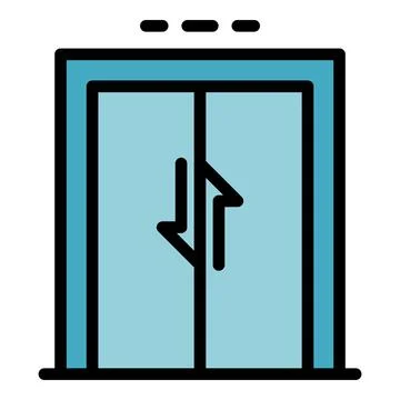 Elevator doors arrow up down icon color outline vector Stock Illustration
