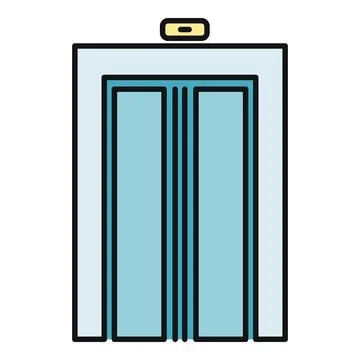 Elevator doors in building with flat design style Stock Illustration