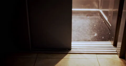 The elevator doors close, slow motion. Stock Footage 146216810