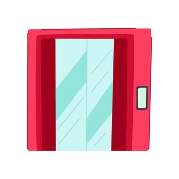 Elevator doors closed button panel in modern building Ilustración de archivo