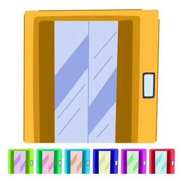 Elevator doors closed button panel in modern building graphic Stock Illustration