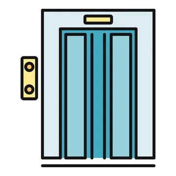 Elevator doors closed with up down buttons Stock Illustration