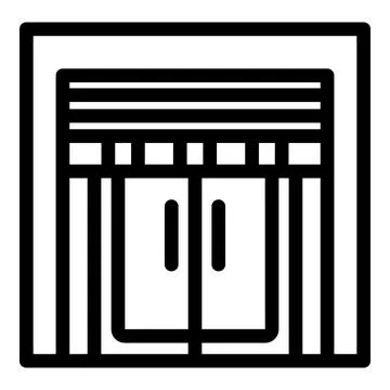 Elevator doors closing with striped background, transportation icon Stock Illustration