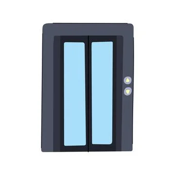 Elevator doors with control buttons on white background 스톡 일러스트