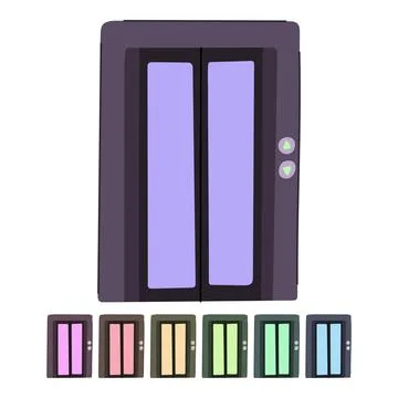 Elevator doors with control buttons on white background graphic イラスト素材