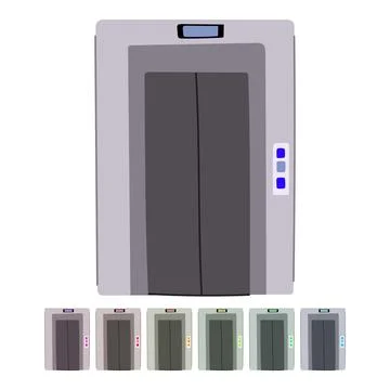 Elevator doors with control panel and floor indicator graphic Stock Illustration