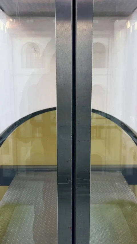 Elevator Doors Open in Historical Building in City Center During Day Stock Footage 331217180