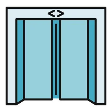 Elevator doors with opening and closing directional arrows Stock Illustration