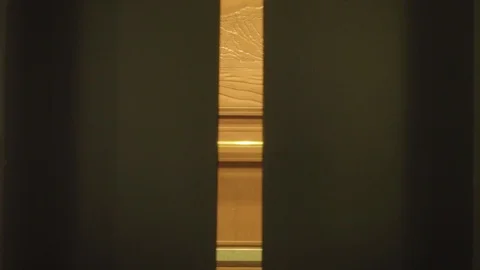 ELEVATOR DOORS OPENING IN HOTEL WARM LIGHT Video stock 120514093