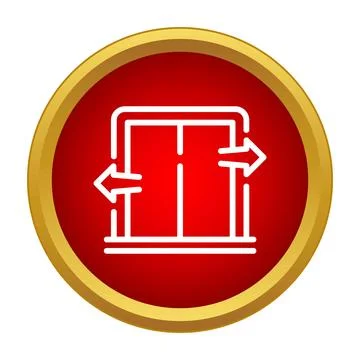 Elevator doors opening icon in red circle 스톡 일러스트