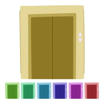 Elevator doors showing up and down buttons graphic Stock Illustration
