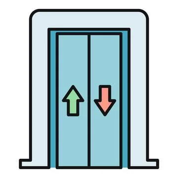 Elevator doors showing up and down arrows illustration Stock Illustration