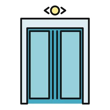 Elevator doors showing floor indicator icon Stock Illustration