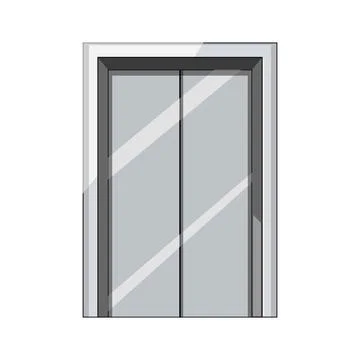 Elevator double doors closing in a modern building Ilustración de archivo