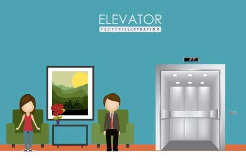 Elevator, up, down, desing over, vector illustration. Stock Illustration
