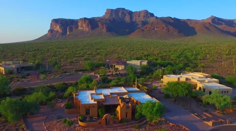 Elevator down front Superstition mountains backdrop.mp4 Stock Footage 54253993