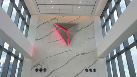 Elevator down to gates in the new Delta Terminal C at Laguardia Airport (LGA) Stock Footage 313750194