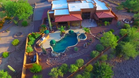 Elevator down shot on Supersitition mountain home AZ.mp4 Stock Footage 54254127