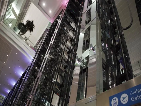 Elevator in Dubai airport Stock Footage 77646545