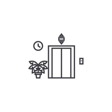 Elevator entrance vector line icon, sign, illustration on background, editable Stock Illustration