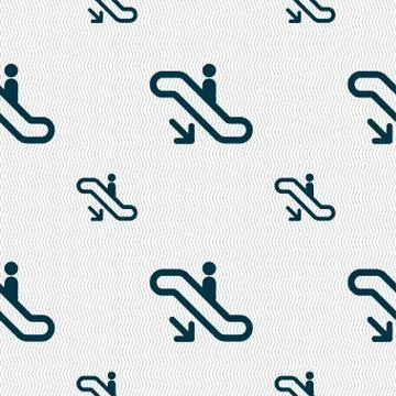 Elevator, Escalator, Staircase icon sign. Seamless pattern with geometric tex Stock Illustration