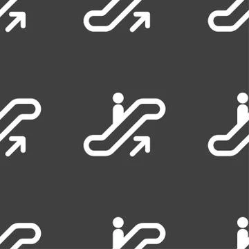 Elevator, Escalator, Staircase icon sign. Seamless pattern on a gray background. Stock Illustration