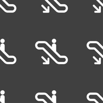 Elevator, Escalator, Staircase icon sign. Seamless pattern on a gray background. Stock Illustration