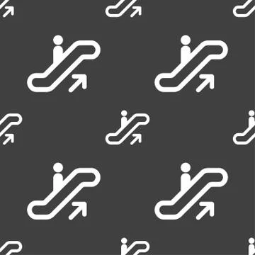 Elevator, Escalator, Staircase icon sign. Seamless pattern on a gray background. Stock Illustration