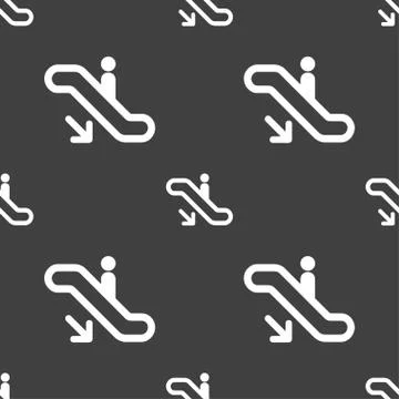 Elevator, Escalator, Staircase icon sign. Seamless pattern on a gray background. Stock Illustration