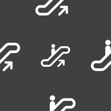 Elevator, Escalator, Staircase icon sign. Seamless pattern on a gray background. Stock Illustration