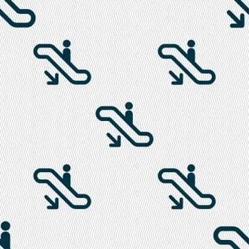 Elevator, Escalator, Staircase icon sign. Seamless pattern with geometric textur Stock Illustration
