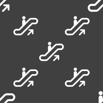 Elevator, Escalator, Staircase icon sign. Seamless pattern on a gray background. Stock Illustration