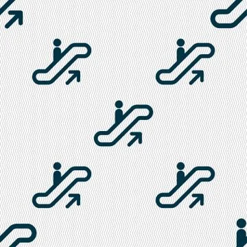 Elevator, Escalator, Staircase icon sign. Seamless pattern with geometric textur Stock Illustration