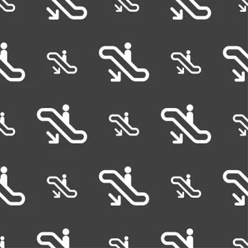 Elevator, Escalator, Staircase icon sign. Seamless pattern on a gray background. Stock Illustration