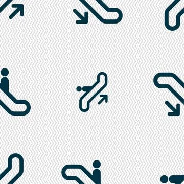 Elevator, Escalator, Staircase icon sign. Seamless pattern with geometric textur Stock Illustration