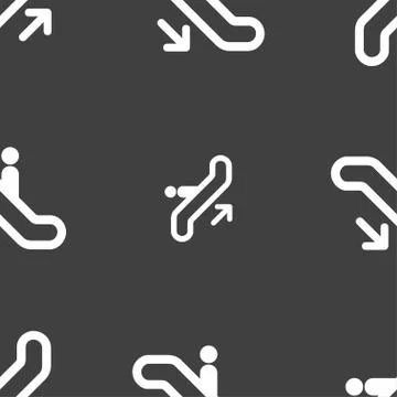 Elevator, Escalator, Staircase icon sign. Seamless pattern on a gray background. Stock Illustration