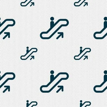 Elevator, Escalator, Staircase icon sign. Seamless pattern with geometric textur Stock Illustration