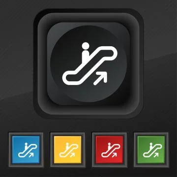 Elevator, Escalator, Staircase icon symbol. Set of five colorful, stylish button Stock Illustration