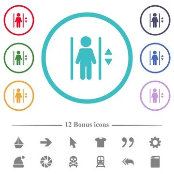 Elevator flat color icons in circle shape outlines Stock Illustration