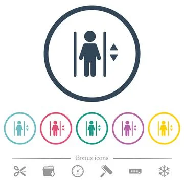 Elevator flat color icons in round outlines Ilustración de archivo