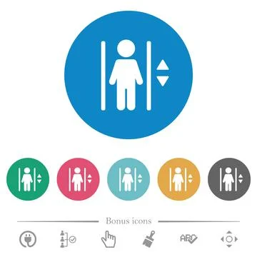 Elevator flat round icons Stock Illustration