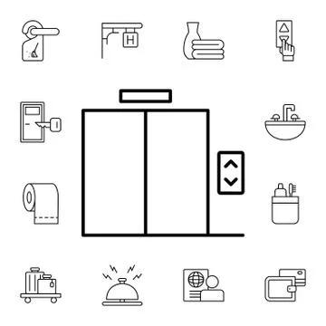 Elevator flat vector icon in hotel service pack 스톡 일러스트